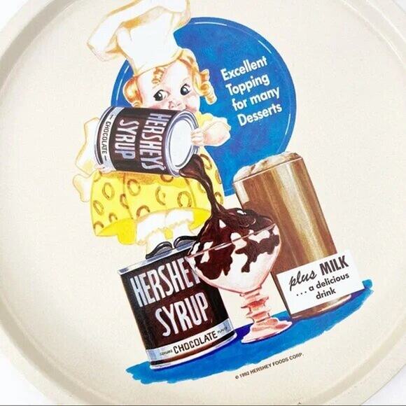 Vintage 1992 Hersheys Chocolate Syrup 11" Round Serving Tray Platter - Picture 5 of 5